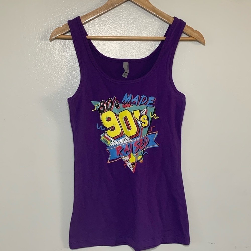 Next Level 80s Graphic Print Fitted Tank Top Size M